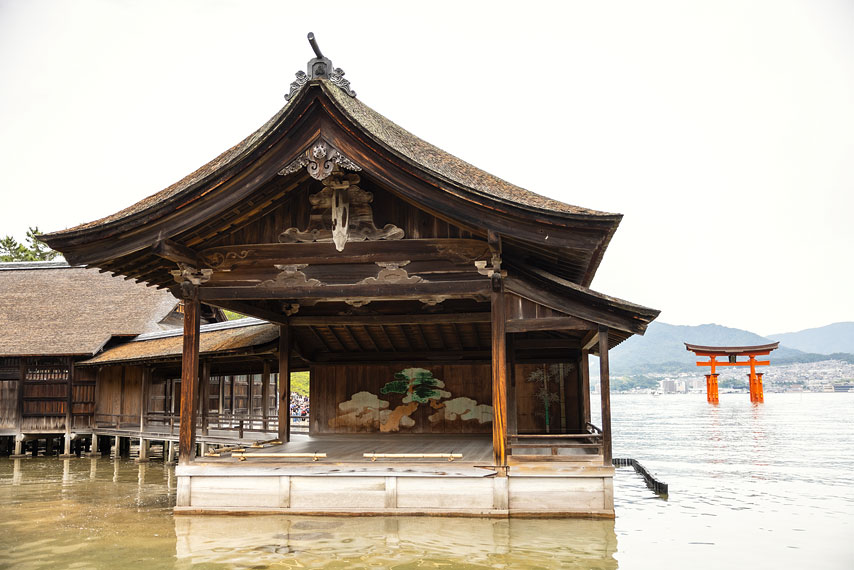 tsukushima-shrine with red torii gate, miyajima island